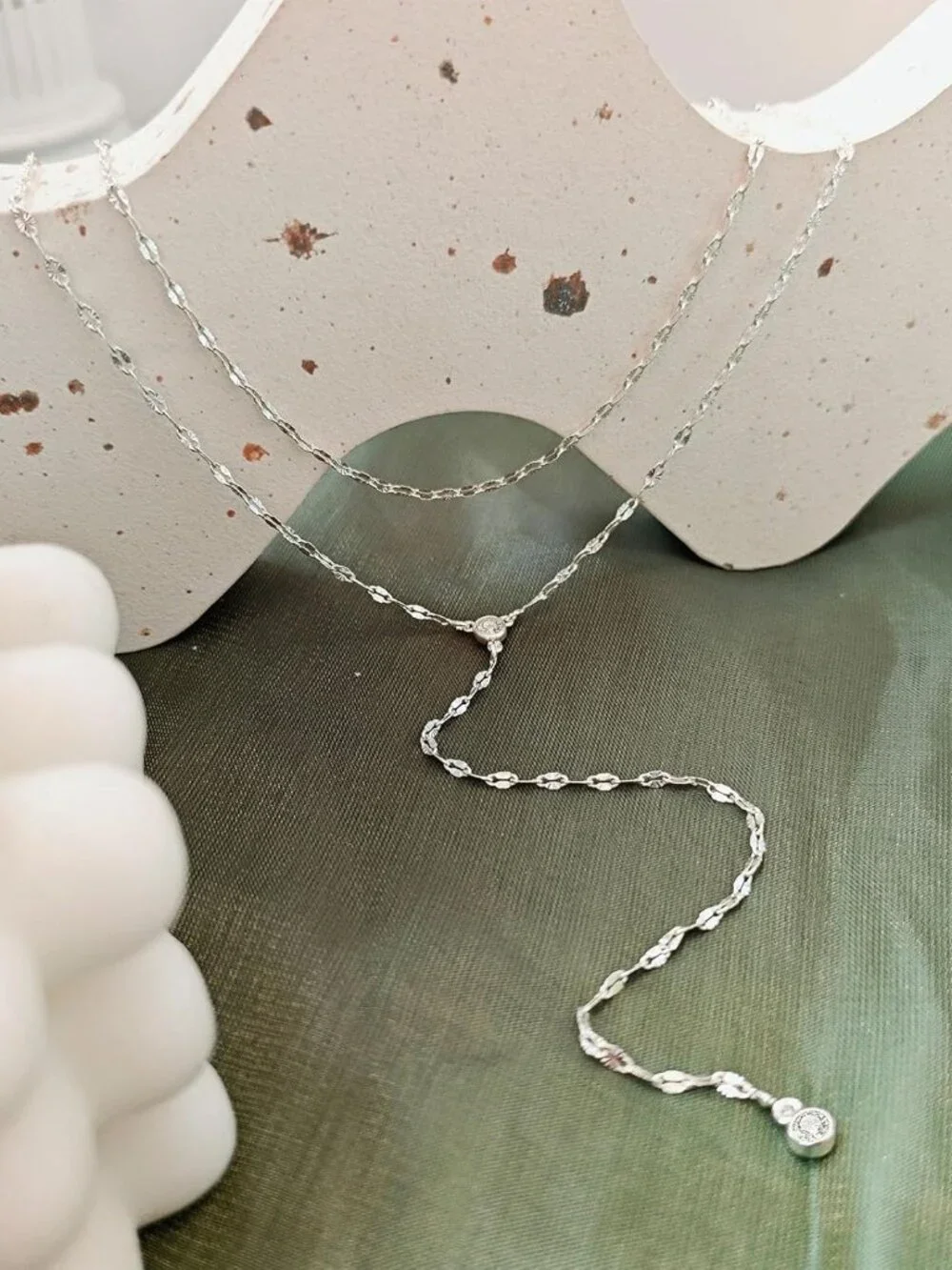 Lariat Silver/Gold Necklace for Women 925 Silver/14K Gold Plated Dainty Long Nec - Picture 6 of 7
